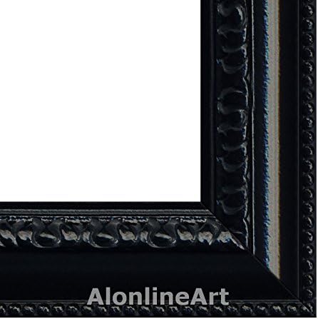 Alonline Art - יום האלים מאת פול גוגוין | תמונה ממוסגרת שחורה מודפסת על בד כותנה, מחוברת ללוח הקצף | מוכן